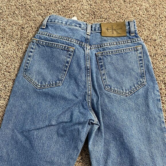 Calvin Klein Jeans Blue Denim 100% Cotton Jeans Embroidered Floral Made In USA 2 - Picture 3 of 10